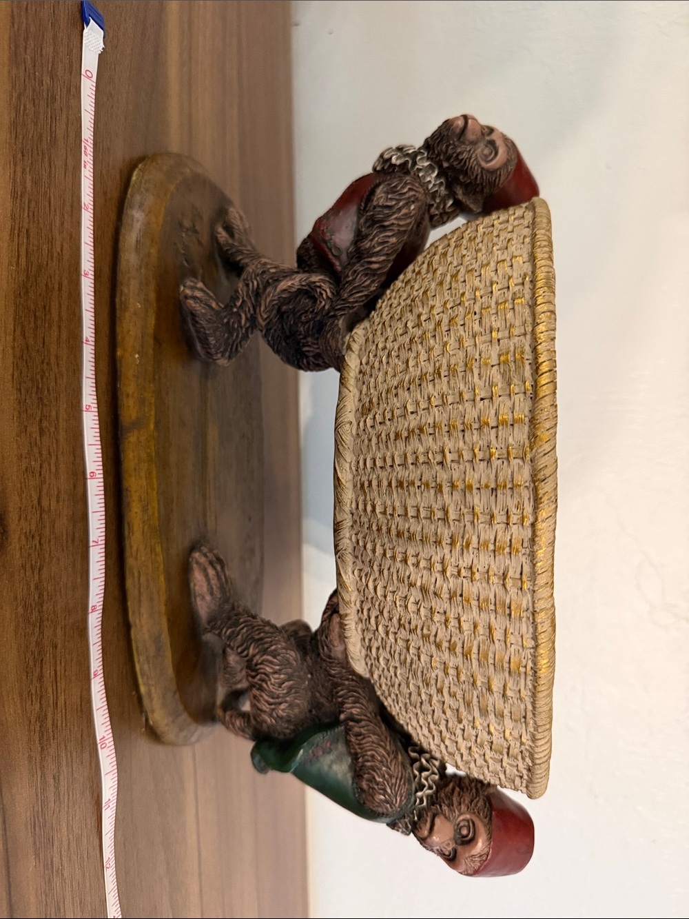 Vintage 1999 Dezine Fez Monkey Hand Painted Centerpiece Basket